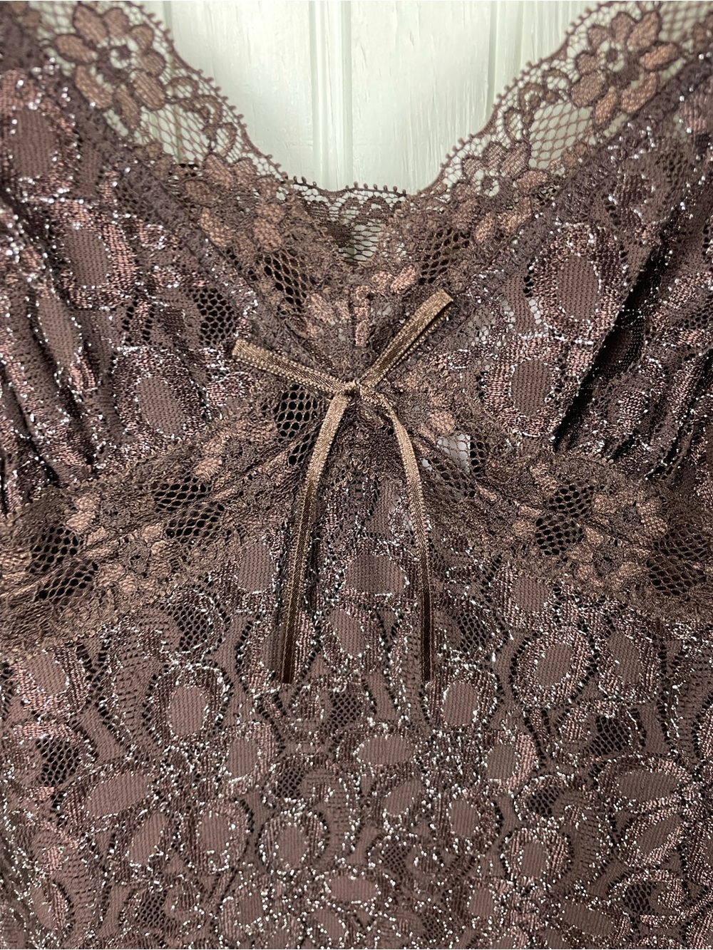 Vintage Y2K Morgan Taylor Intimates Brown Glitter Babydoll Slip Dress Fairycore - Picture 8 of 11
